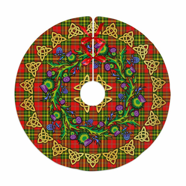Scottish Leask Clan Tartan Thistle Celtic Knot Christmas Tree Skirt No Tassels Tartan Plaid 1