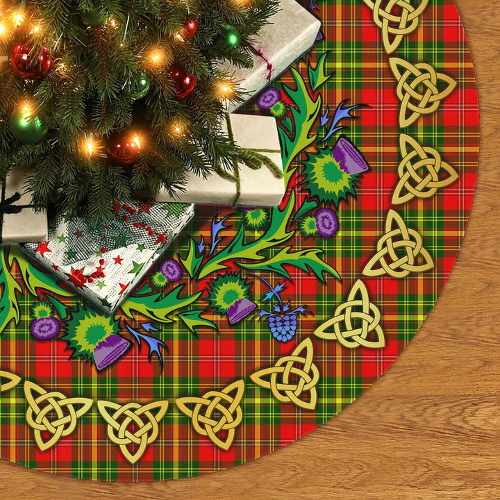 Scottish Leask Clan Tartan Thistle Celtic Knot Christmas Tree Skirt No Tassels Tartan Plaid 2