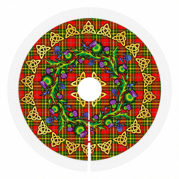 Scottish Leask Clan Tartan Thistle Celtic Knot Christmas Tree Skirt Tassels Tartan Plaid 1