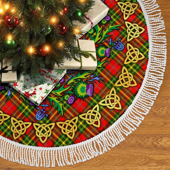 Scottish Leask Clan Tartan Thistle Celtic Knot Christmas Tree Skirt Tassels Tartan Plaid 2