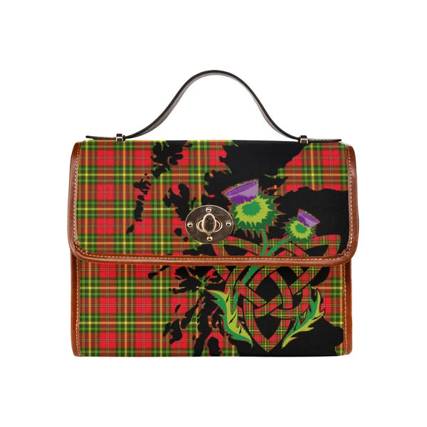 Scottish Leask Clan Tartan Waterproof Canvas Bag With Thistle Tartan Plaid 2