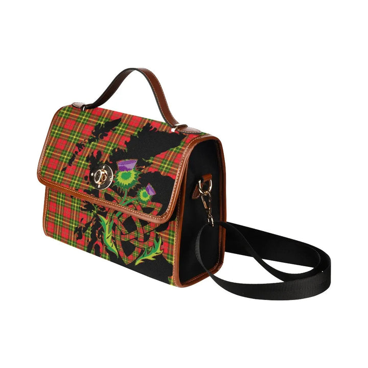 Scottish Leask Clan Tartan Waterproof Canvas Bag With Thistle Tartan Plaid 4