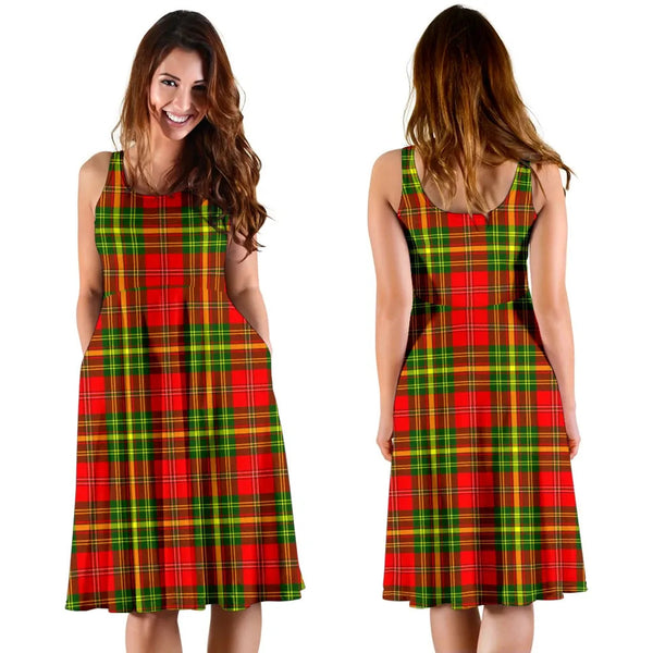 Scottish Leask Clan Tartan Women Midi Dress