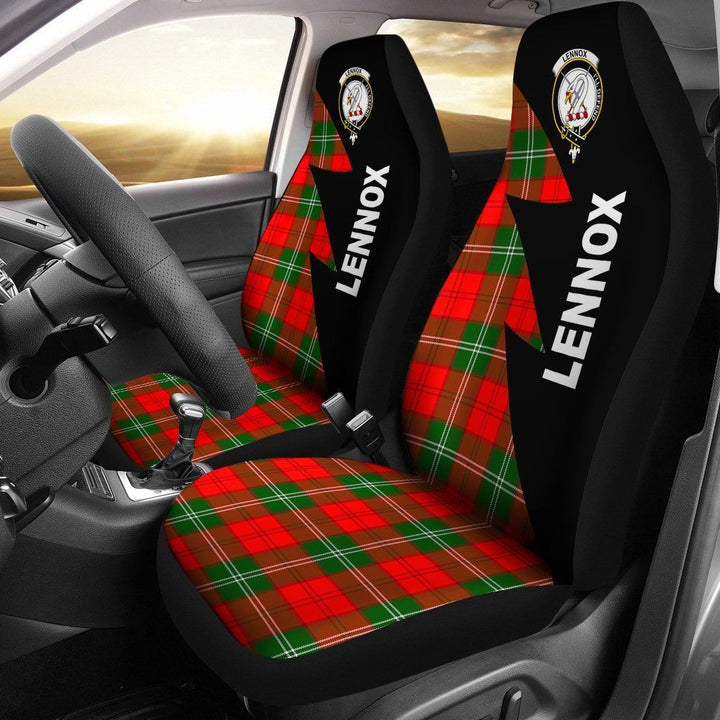 Scottish Lennox Clan Crest Tartan Car Seat Covers - Flash Style 1