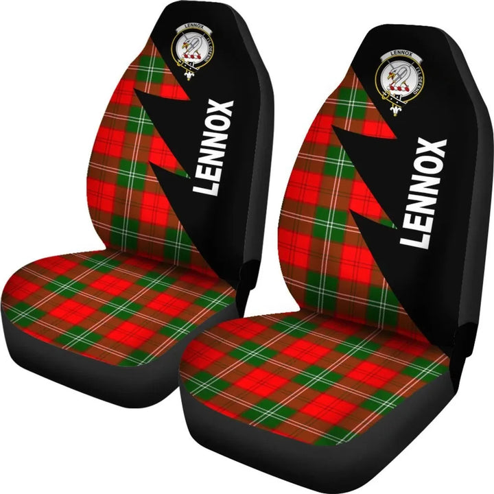 Scottish Lennox Clan Crest Tartan Car Seat Covers - Flash Style 2