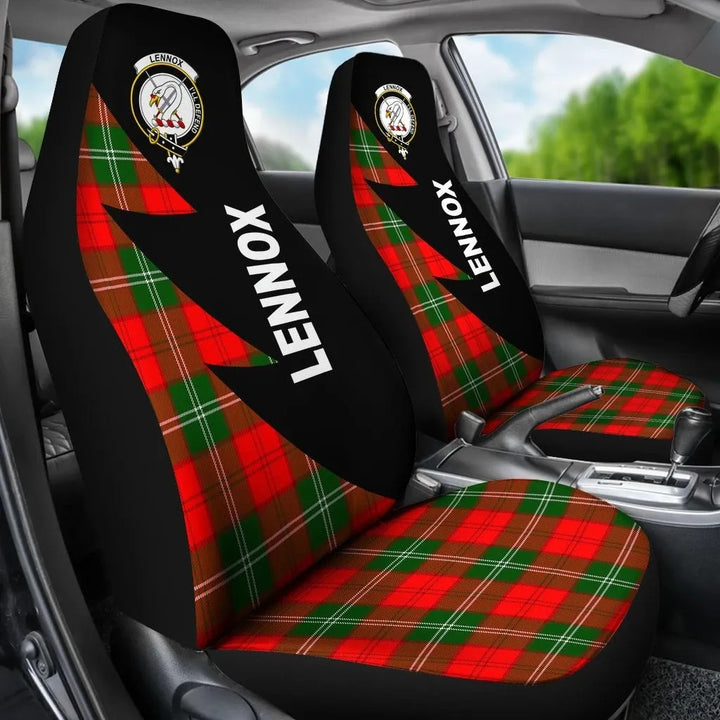 Scottish Lennox Clan Crest Tartan Car Seat Covers - Flash Style 3