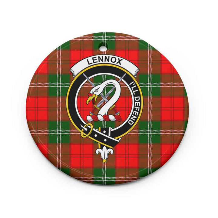 Scottish Lennox (Lennox Kincaid) Clan Crest Tartan Ceramic Ornament Circle Shape Tartan Plaid