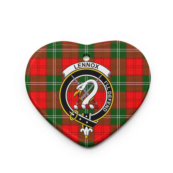 Scottish Lennox (Lennox Kincaid) Clan Crest Tartan Ceramic Ornament Heart Shape Tartan Plaid