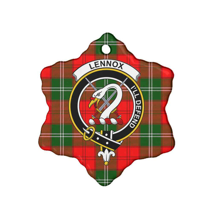 Scottish Lennox (Lennox Kincaid) Clan Crest Tartan Ceramic Ornament Snow Flake Shape Tartan Plaid