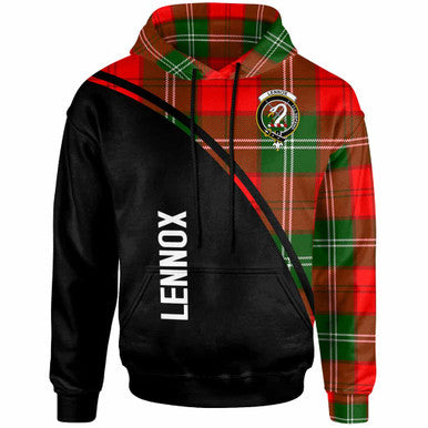 Scottish Lennox Clan Crest Tartan Curve Hoodie Front Side Tartan Plaid
