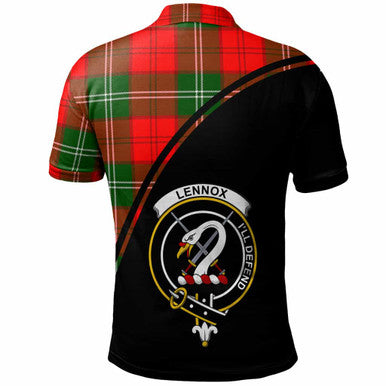 Scottish Lennox Clan Crest Tartan Curve Polo Shirt Back Side Tartan Plaid