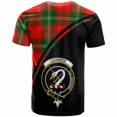 Scottish Lennox Clan Crest Tartan Curve T-Shirt Back Side Tartan Plaid