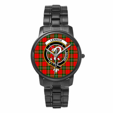 Scottish Lennox Clan Crest Tartan Folding Clasp Steel Quartz Watches Tartan Plaid Black 1