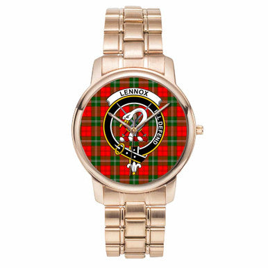 Scottish Lennox Clan Crest Tartan Folding Clasp Steel Quartz Watches Tartan Plaid Rose Gold 1