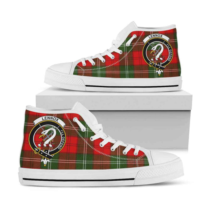 Scottish Lennox Clan Crest Tartan High Top Shoes White Sole Tartan Plaid