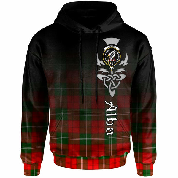 Scottish Lennox Clan Crest Tartan Hoodie - Alba Gu Brath Family Crest Celtic Inspired Front Side Tartan Plaid