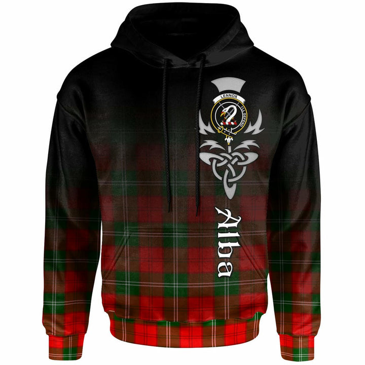 Scottish Lennox Clan Crest Tartan Hoodie - Alba Gu Brath Family Crest Celtic Inspired Front Side Tartan Plaid