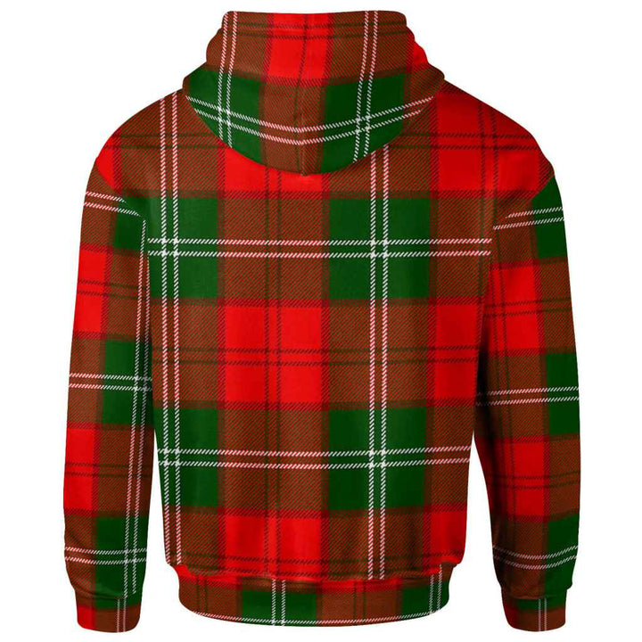 Scottish Lennox Clan Crest Tartan Hoodie Back Side Tartan Plaid