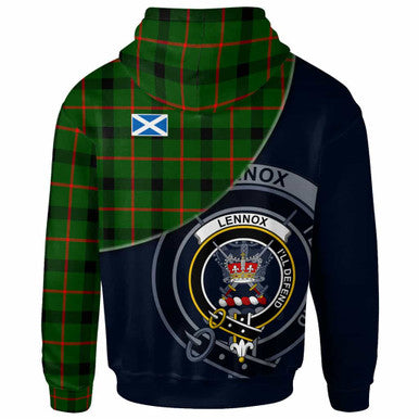 Scottish Lennox Clan Crest Tartan Hoodie - Bend Style Back Side Tartan Plaid
