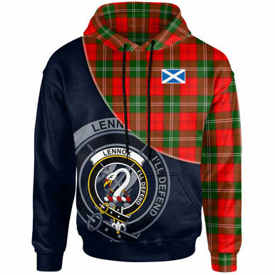 Scottish Lennox Clan Crest Tartan Hoodie - Bend Style Front Side Tartan Plaid