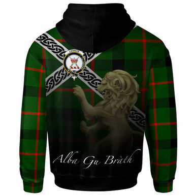Scottish Lennox Clan Crest Tartan Hoodie - Scotland Lion Back Side Tartan Plaid