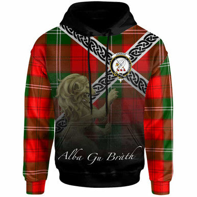 Scottish Lennox Clan Crest Tartan Hoodie - Scotland Lion Front Side Tartan Plaid