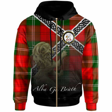 Scottish Lennox Clan Crest Tartan Hoodie - Scotland Lion Zip-up Tartan Plaid