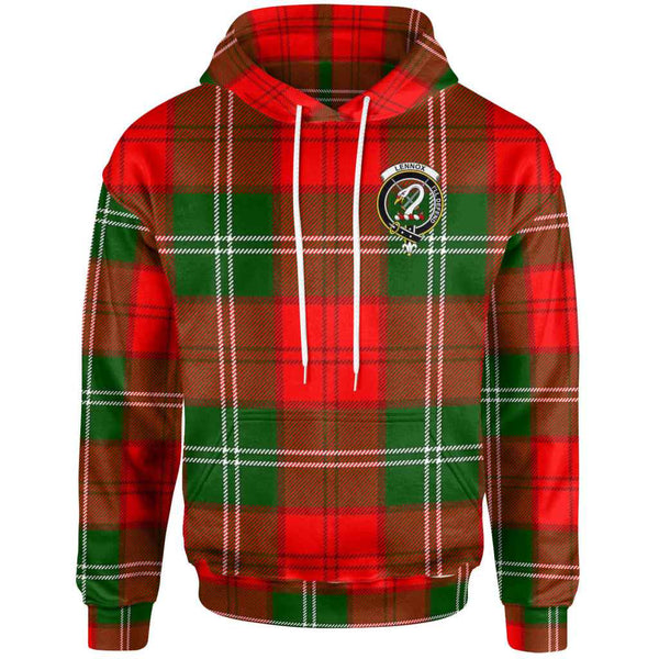 Scottish Lennox Clan Crest Tartan Hoodie Front Side Tartan Plaid