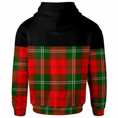 Scottish Lennox Clan Crest Tartan Hoodie - Horizontal Style Back Side Tartan Plaid