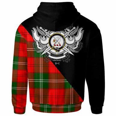 Scottish Lennox Clan Crest Tartan Hoodie - Military Logo Back Side Tartan Plaid