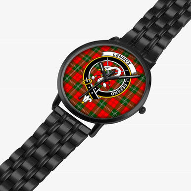Scottish Lennox Clan Crest Tartan Instafamous Steel Quartz Watches Tartan Plaid Black 2