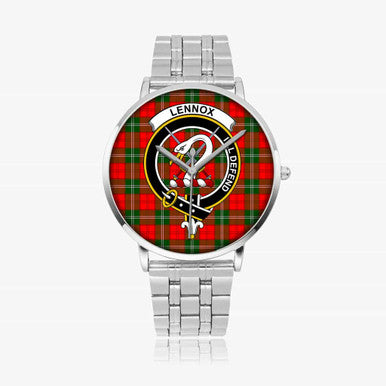 Scottish Lennox Clan Crest Tartan Instafamous Steel Quartz Watches Tartan Plaid Silver 1