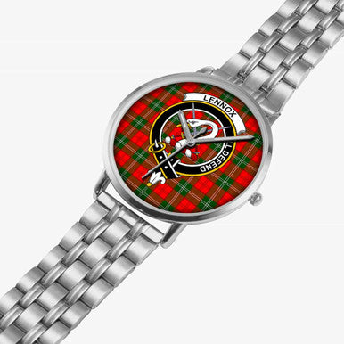 Scottish Lennox Clan Crest Tartan Instafamous Steel Quartz Watches Tartan Plaid Silver 2