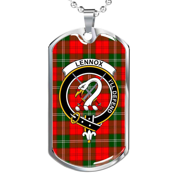 Scottish Lennox Clan Crest Tartan Military Dog Tag Necklace Tartan Plaid 1