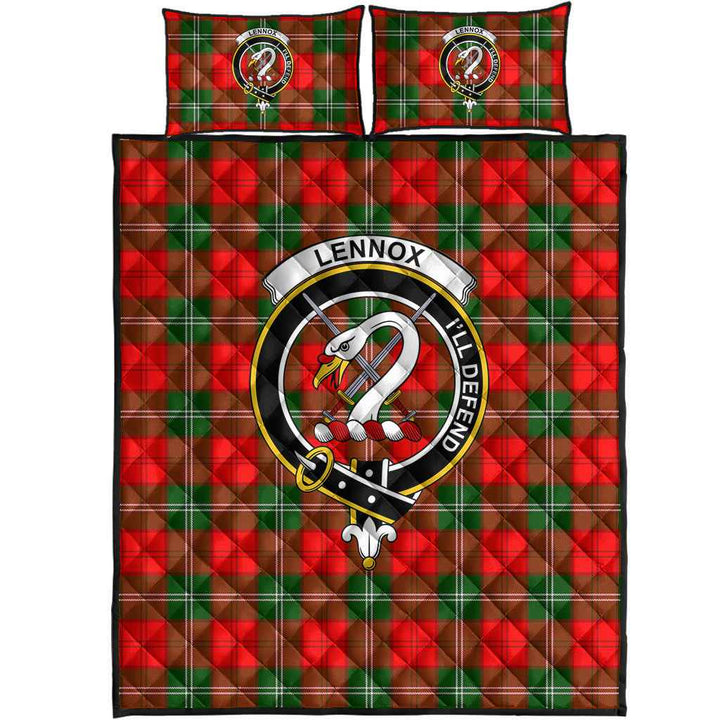 Scottish Lennox Clan Crest Tartan Quilt Bed Set Tartan Plaid 1