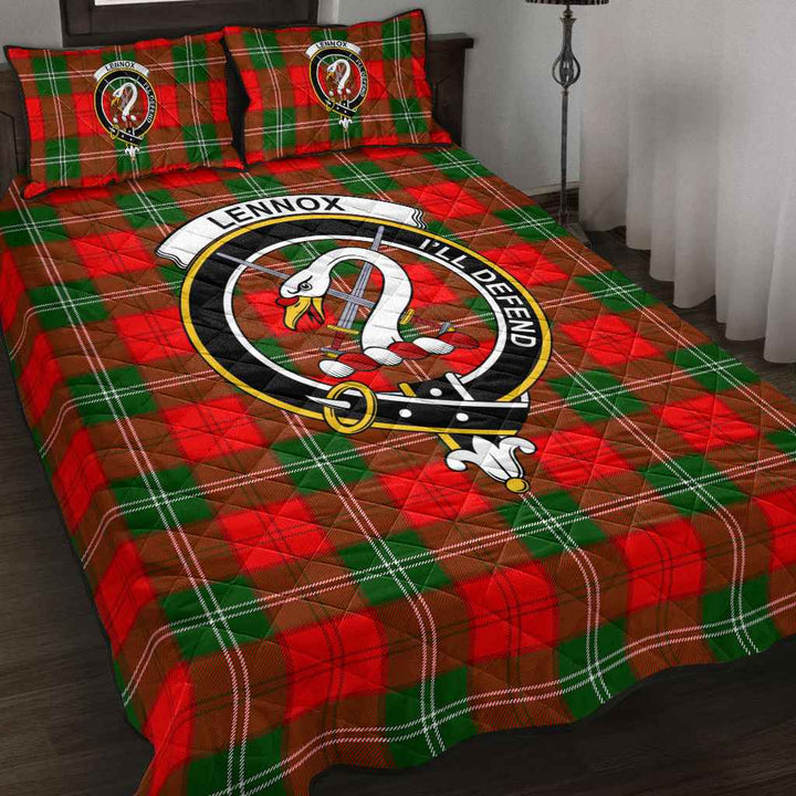Scottish Lennox Clan Crest Tartan Quilt Bed Set Tartan Plaid 2