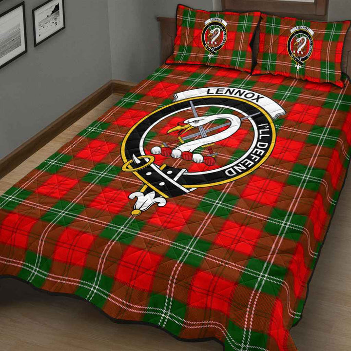Scottish Lennox Clan Crest Tartan Quilt Bed Set Tartan Plaid 3