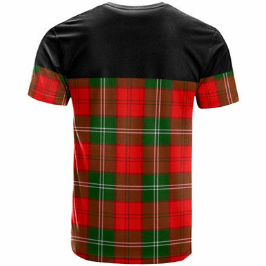 Scottish Lennox Clan Crest Tartan T-Shirt - Horizontal Style Back Side Tartan Plaid