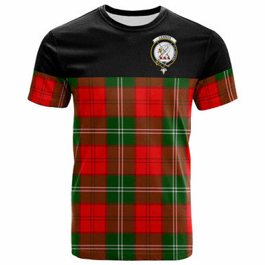 Scottish Lennox Clan Crest Tartan T-Shirt - Horizontal Style Front Side Tartan Plaid