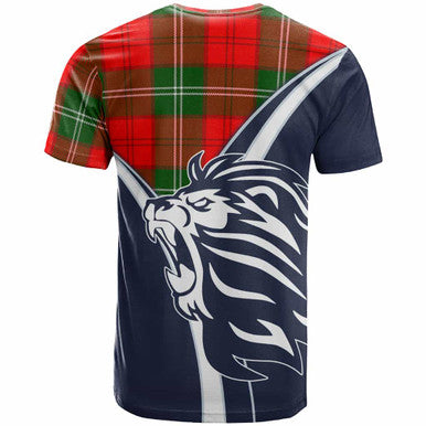 Scottish Lennox Clan Crest Tartan T-Shirt - Bend Style Back Side Tartan Plaid