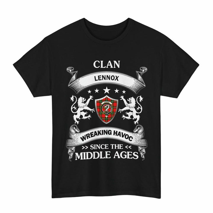 Scottish Lennox Clan Crest Tartan T-Shirt Wreaking Havoc Design Tartan Plaid Black Color