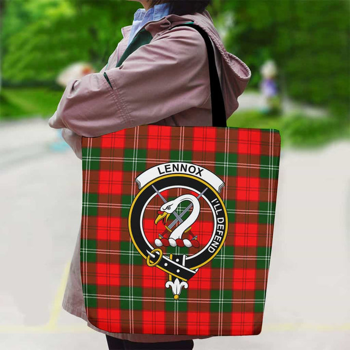 Scottish Lennox Clan Crest Tartan Canvas Bag With Shoulder Strap Tartan Plaid 2