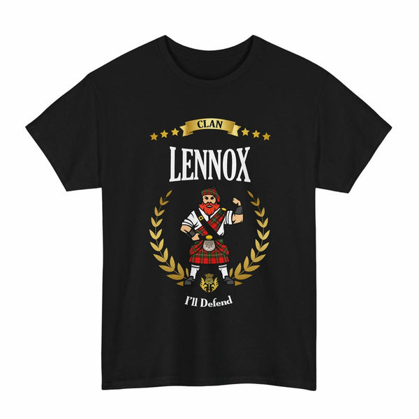 Scottish Lennox Clan Tartan T-Shirt - Motto Scotsman Tartan Plaid Black Color
