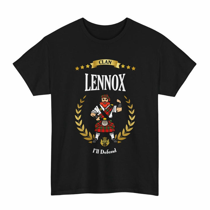Scottish Lennox Clan Tartan T-Shirt - Motto Scotsman Tartan Plaid Black Color
