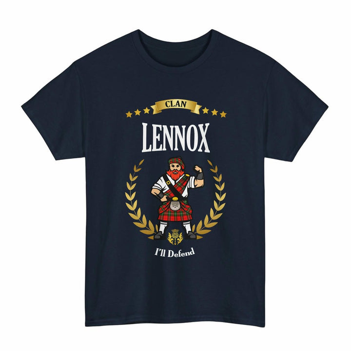 Scottish Lennox Clan Tartan T-Shirt - Motto Scotsman Tartan Plaid Navy Color