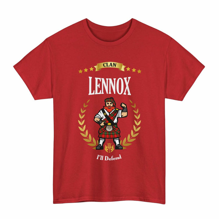Scottish Lennox Clan Tartan T-Shirt - Motto Scotsman Tartan Plaid Red Color