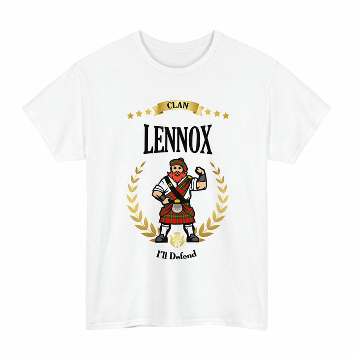 Scottish Lennox Clan Tartan T-Shirt - Motto Scotsman Tartan Plaid White Color