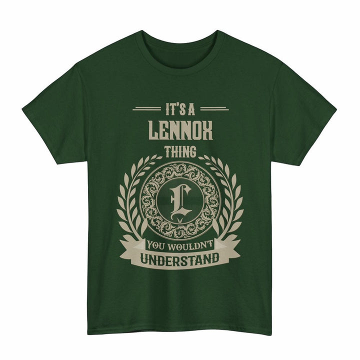 Scottish Lennox Clan Tartan T-Shirt - Vintage Family Name Tartan Plaid Forest Green Color