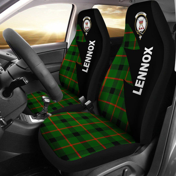 Scottish Lennox Kincaid Clan Crest Tartan Car Seat Covers - Flash Style 1