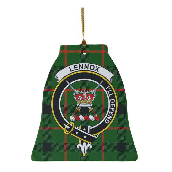 Scottish Lennox Clan Crest Tartan Ceramic Ornament Bell Shape Tartan Plaid